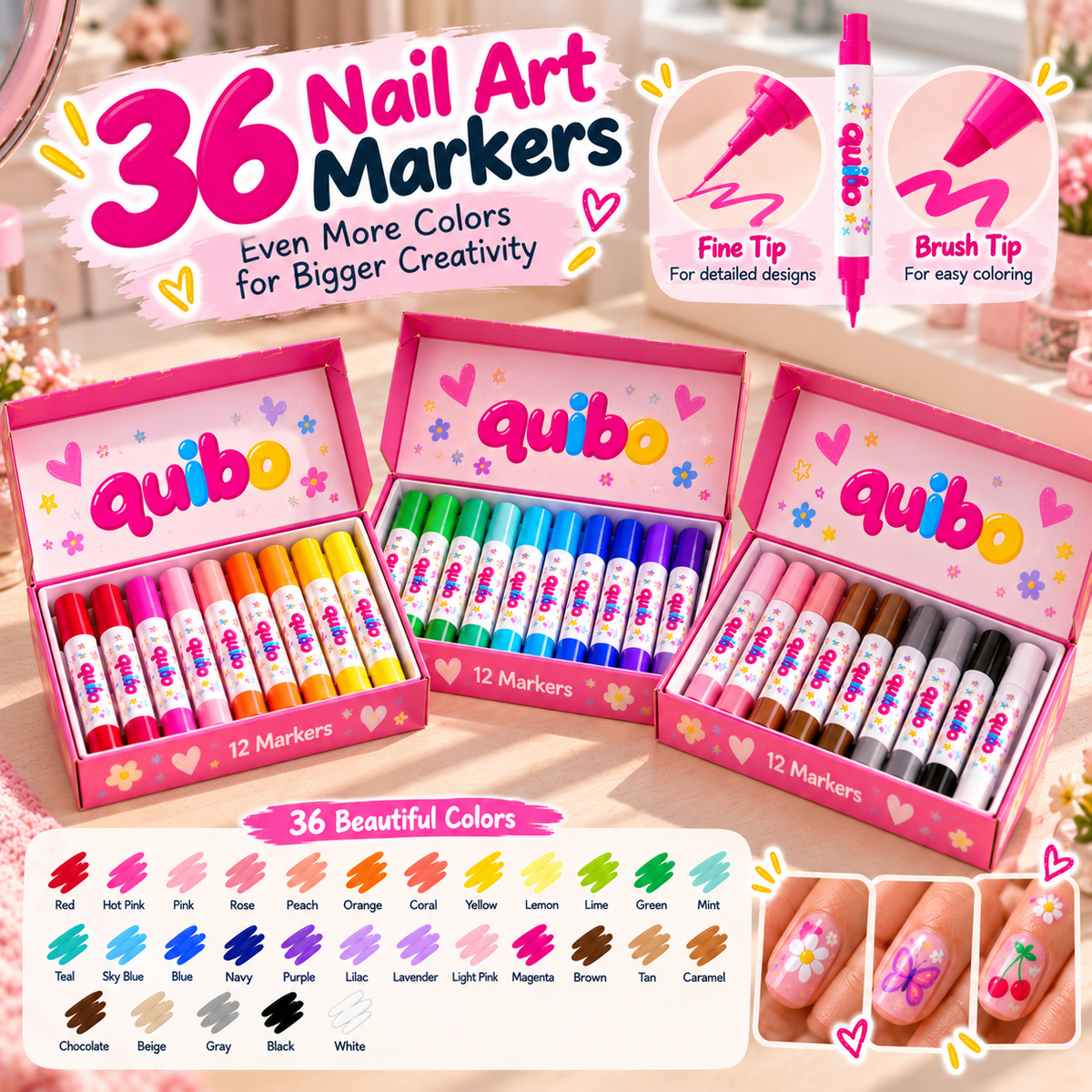 Quibo™ Dual-Tip Nail Art Markers