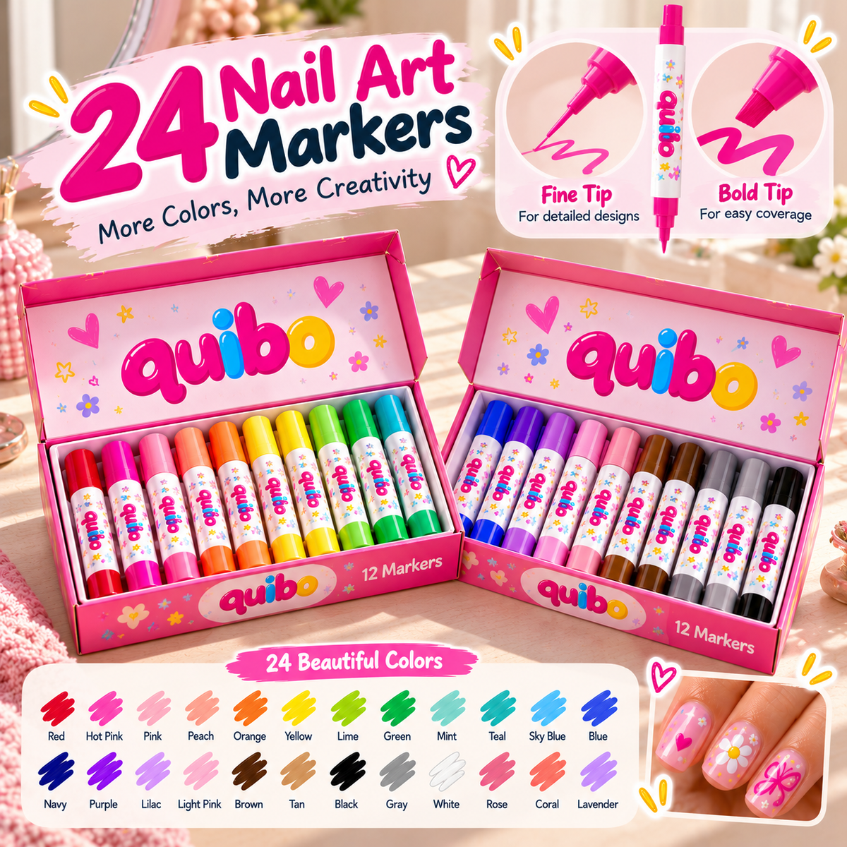 Quibo™ Dual-Tip Nail Art Markers